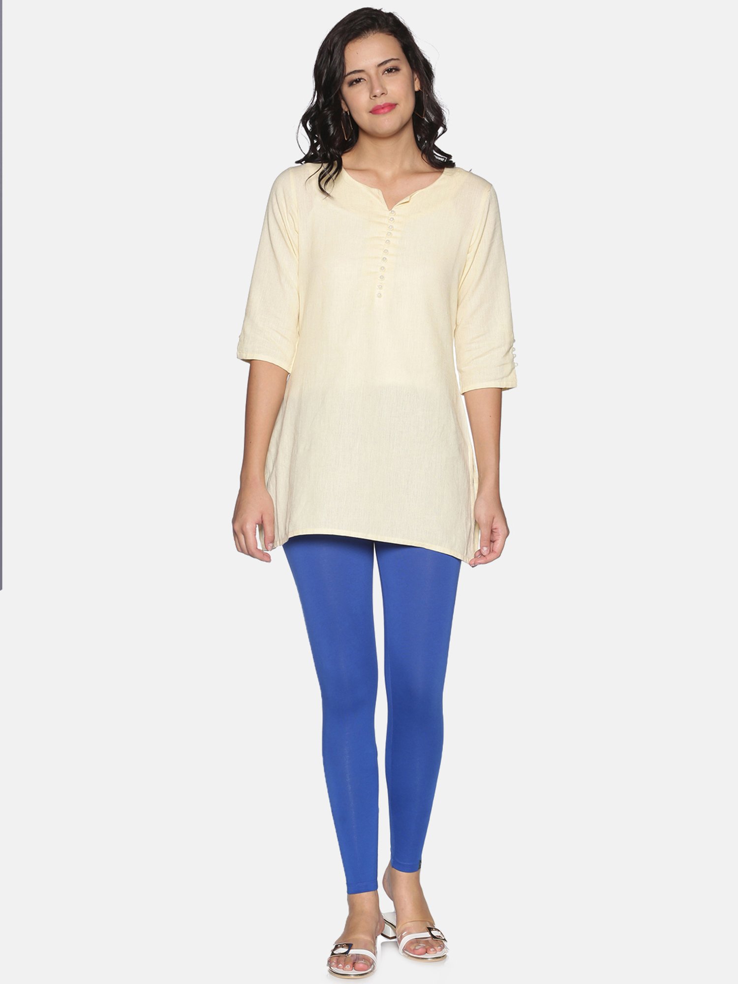 TWIN BIRDS Blue Ankle Length Leggings