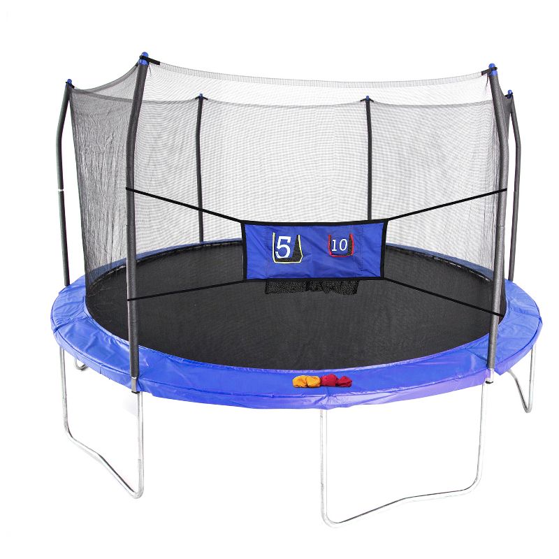 Skywalker Trampolines 15' Round Jump-N-Toss Trampoline with Enclosure - Blue