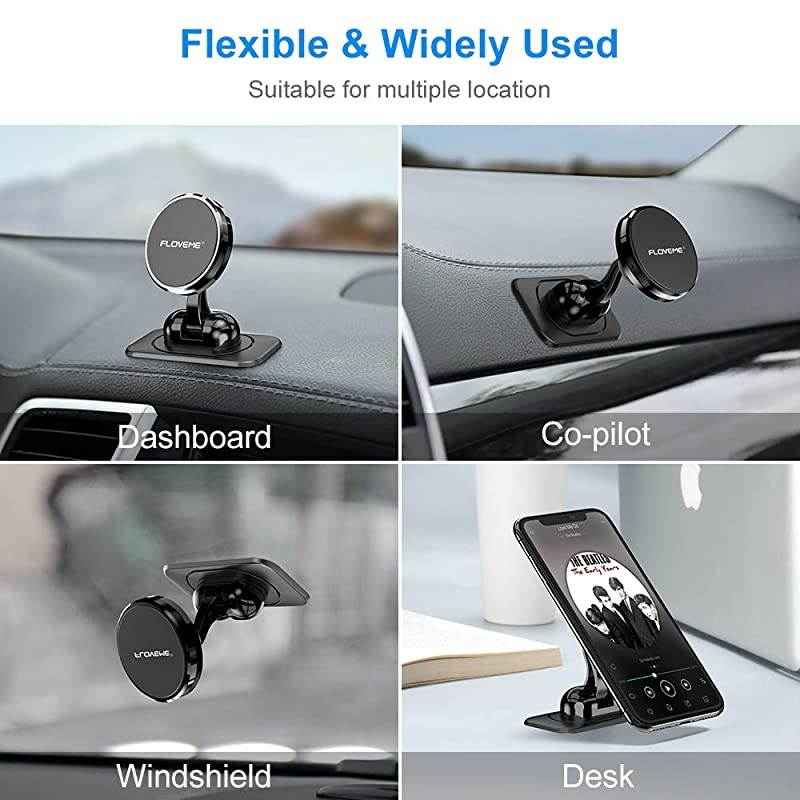 Magnetic Phone Car Mount -  360&deg; Rotate Magnetic Cell Phone Holder for Car Dashboard Hands Free Phone Magnet Car Mount for iPhone 12 11 Pro Xs Max X XR 8 7 6 Samsung S21 S20