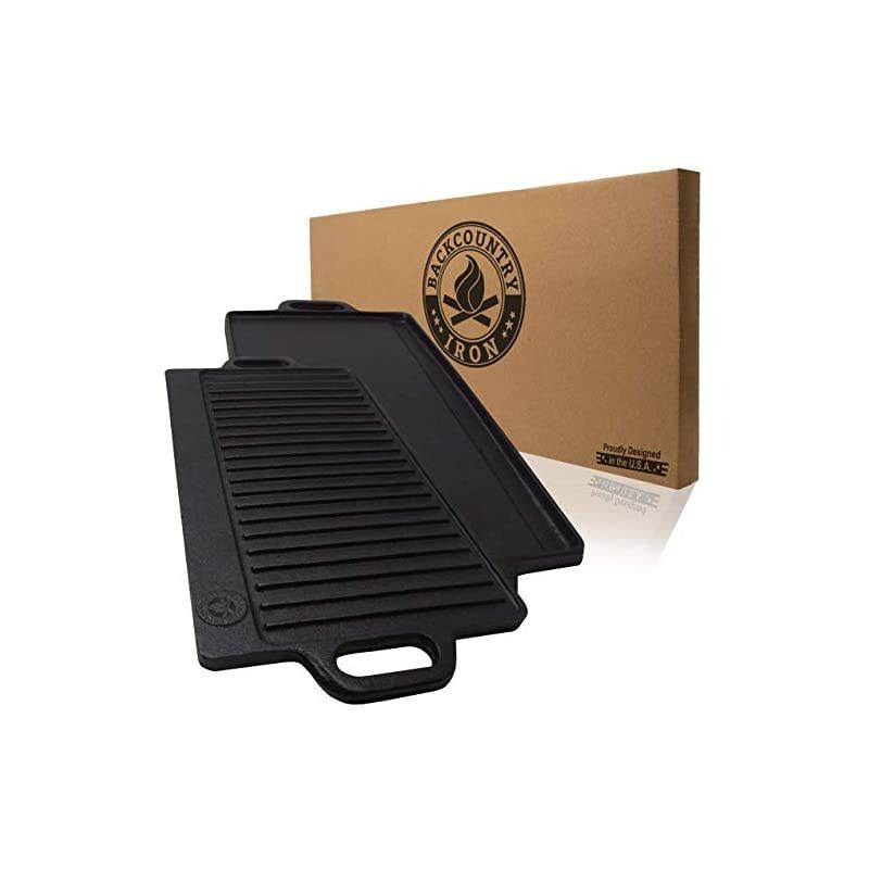 Cast Iron Skillet 20x9" (Large Reversible Grill/Griddle, Pre-Seasoned for Non-Stick Like Surface, Cookware Oven/Broiler/Grill Safe, Kitchen Deep Fryer, Restaurant Chef Quality)