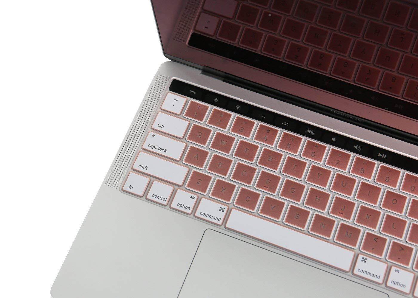 Rose Gold Keyboard Cover Protector for MacBook Pro 13/15 inch with Touch Bar(A1706/A1707/A1989/A1990,2016/2017/2018 Released)-US Layout