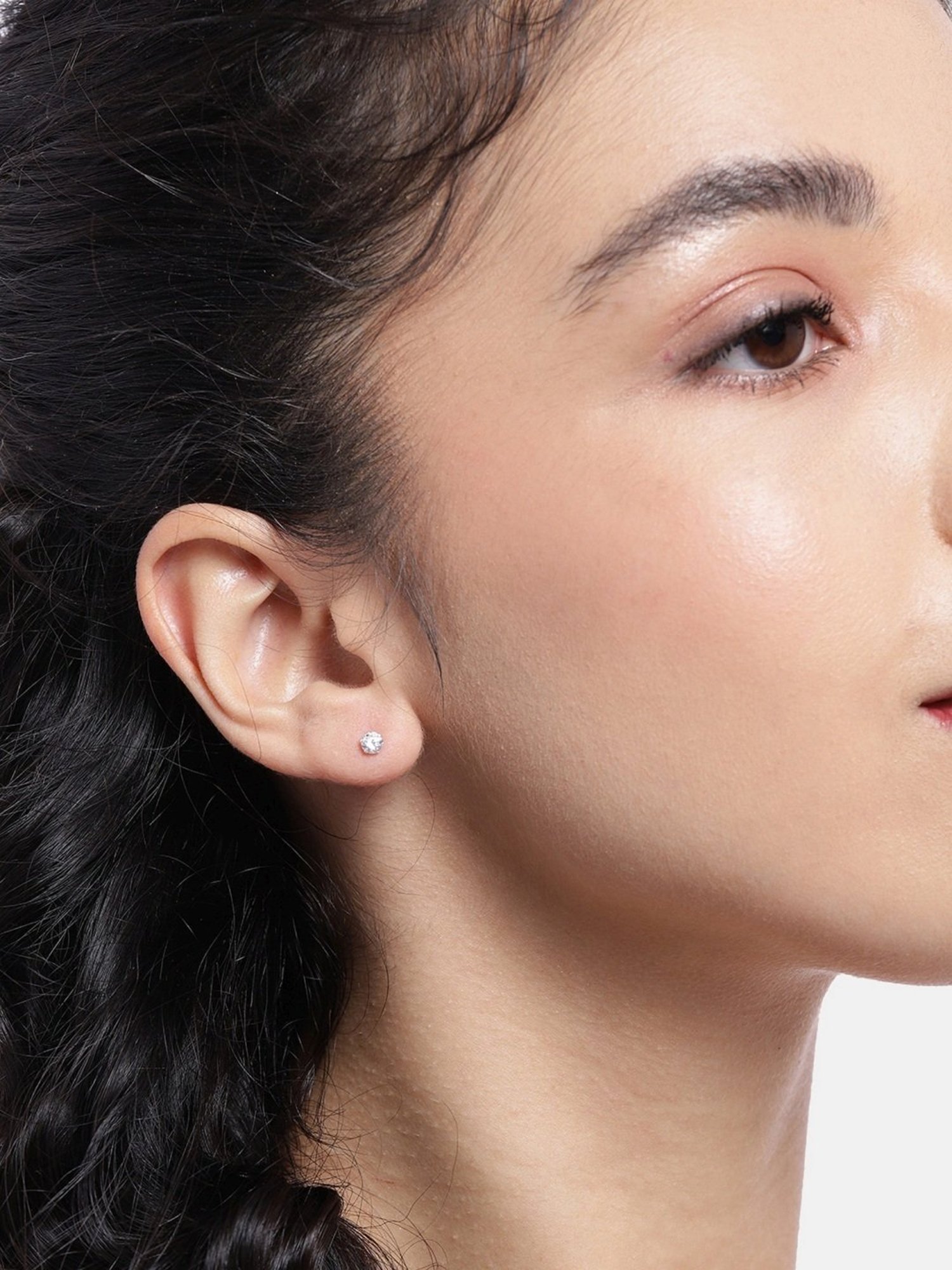 Zavya Triple-CZ 92.5 Sterling Silver Stud & Hoop - Set of 3