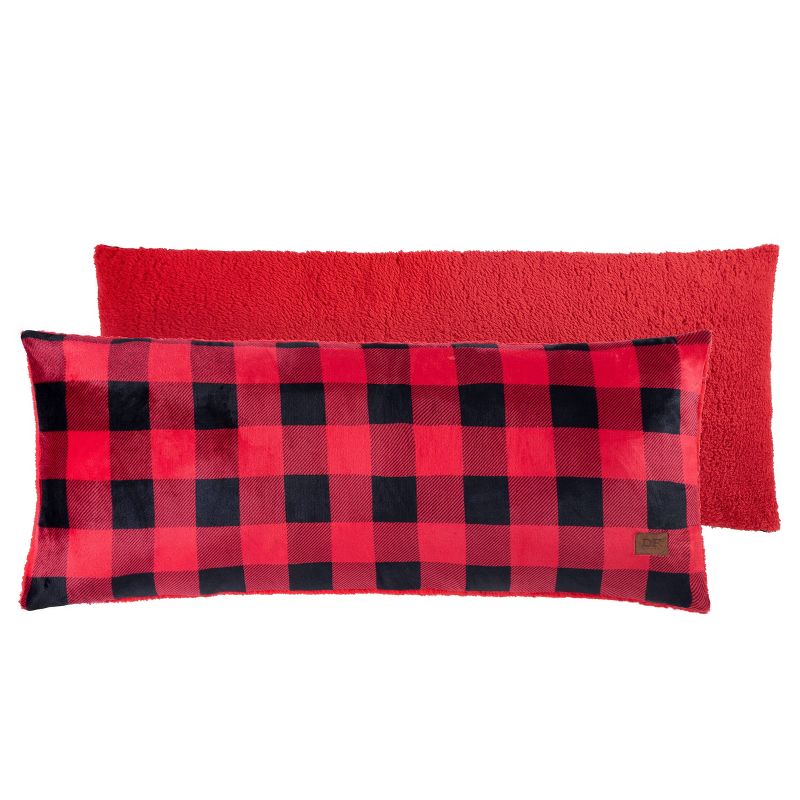 Jumbo Red Buffalo Check Print Flannel Throw Pillow - Dearfoams