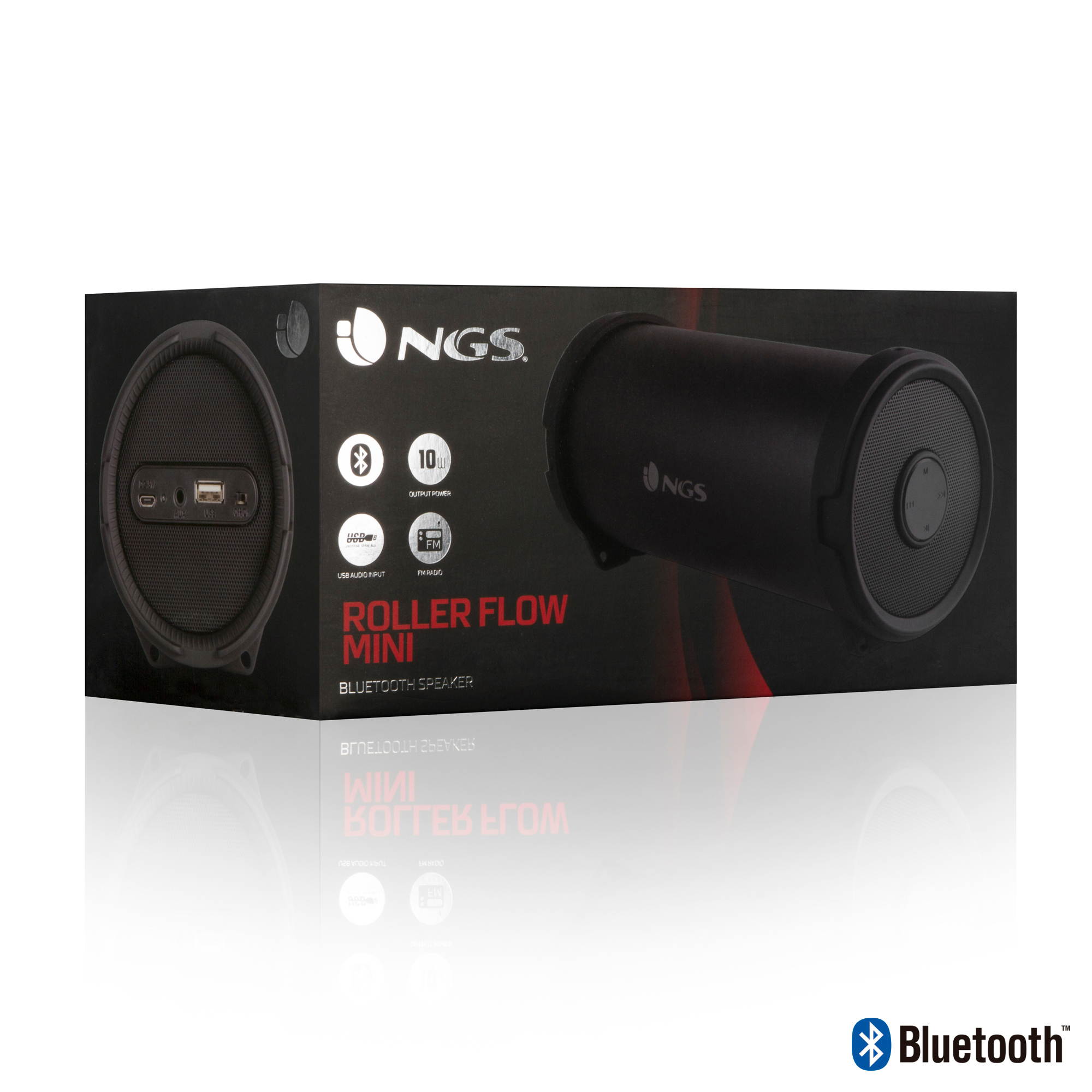 NGS Roller Flow Mini 10W Bluetooth Speaker with FM Radio USB Port AUX Input Model ROLLERFLOWMINI