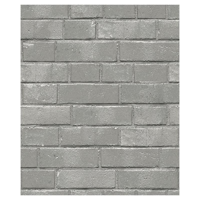 Devine Color Textured Brick Peel & Stick Wallpaper Gray