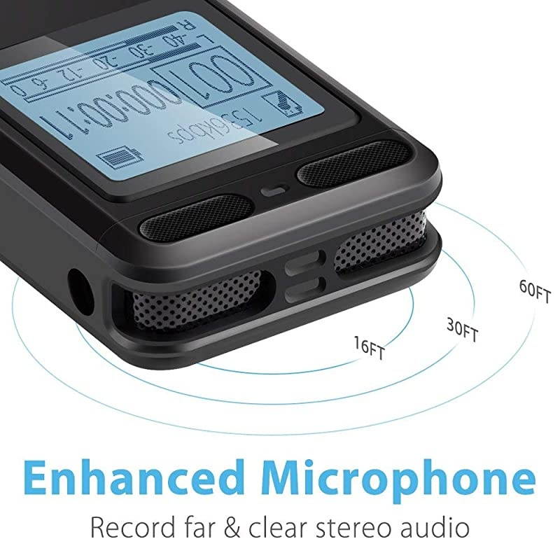 Digital Voice Recorder for Lectures 1536kbps 1120 Hours Sound Audio Activated Recorder Dictaphone Voice Recording Device with PlaybackMP3 PlayerPasswordVariable SpeedTF Card Expansion