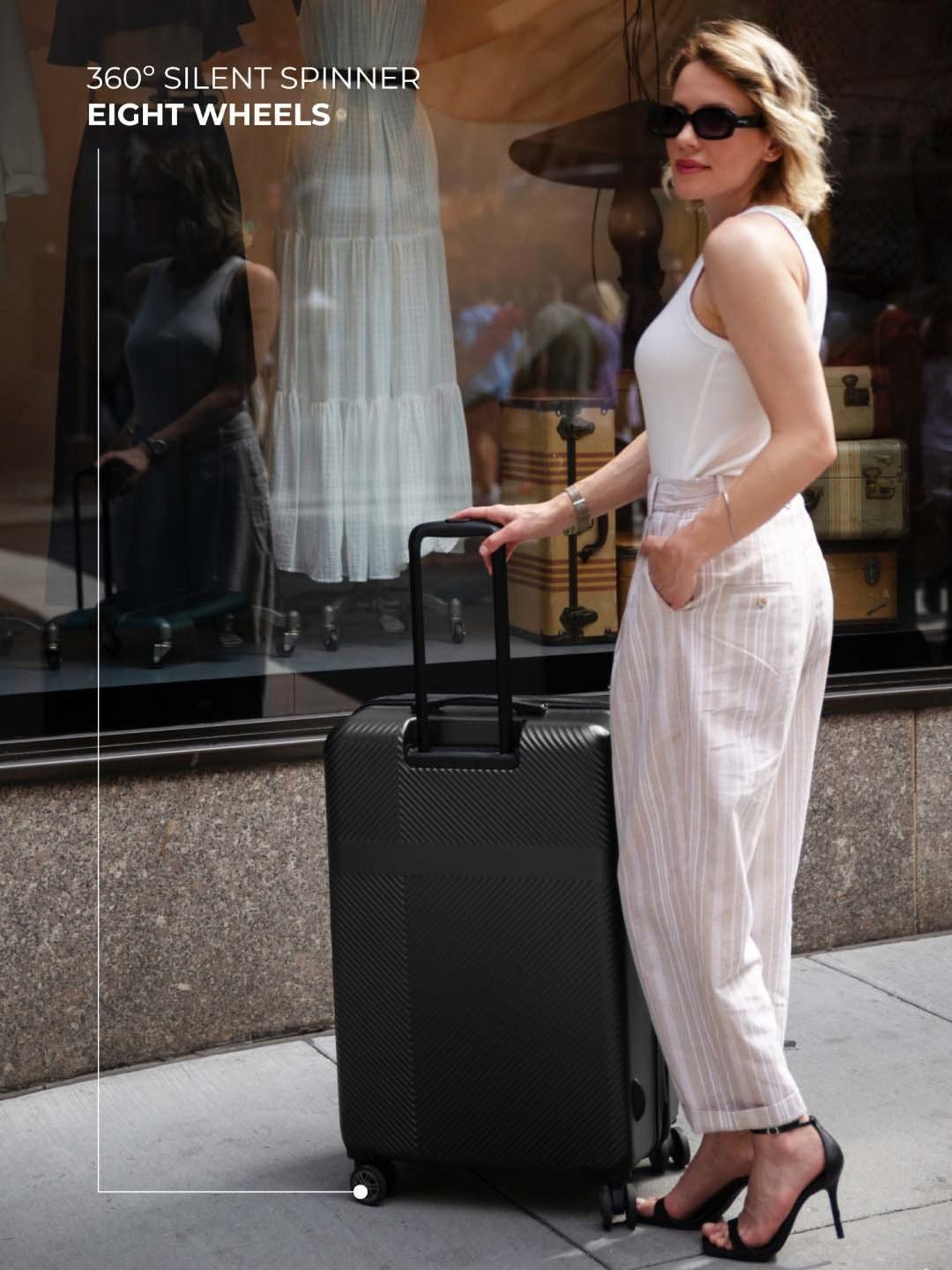 Nasher Miles Fifth Avenue Expander Hard-Side Polycarbonate Set of 2 Black Trolley Bag(65&75cm)