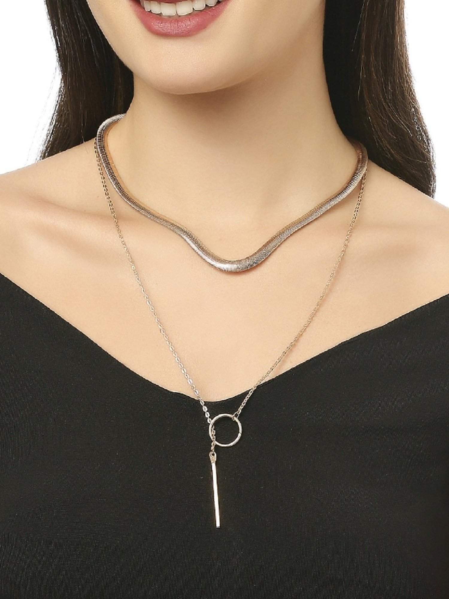 Oomph Gold Snake Chain & Lariat Necklace - Set of 2