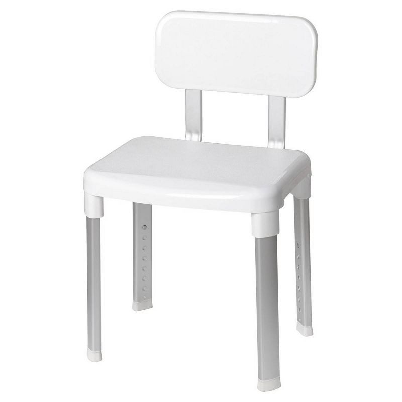 Deluxe Bathroom Chair with Back Support White - evekare