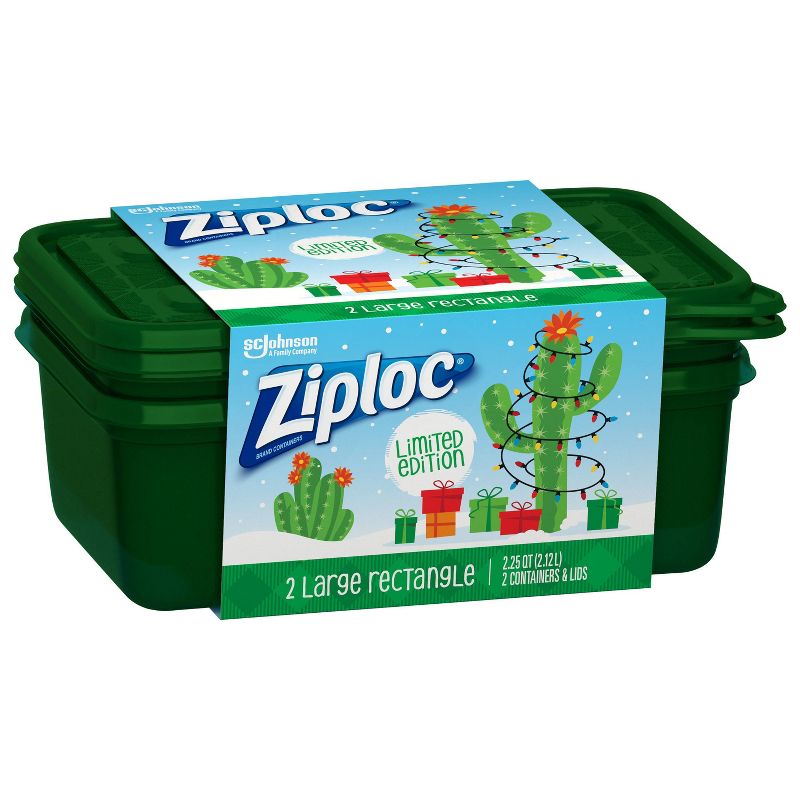 Ziploc Holiday Large Rectangle Storage Containers - Green - 2ct
