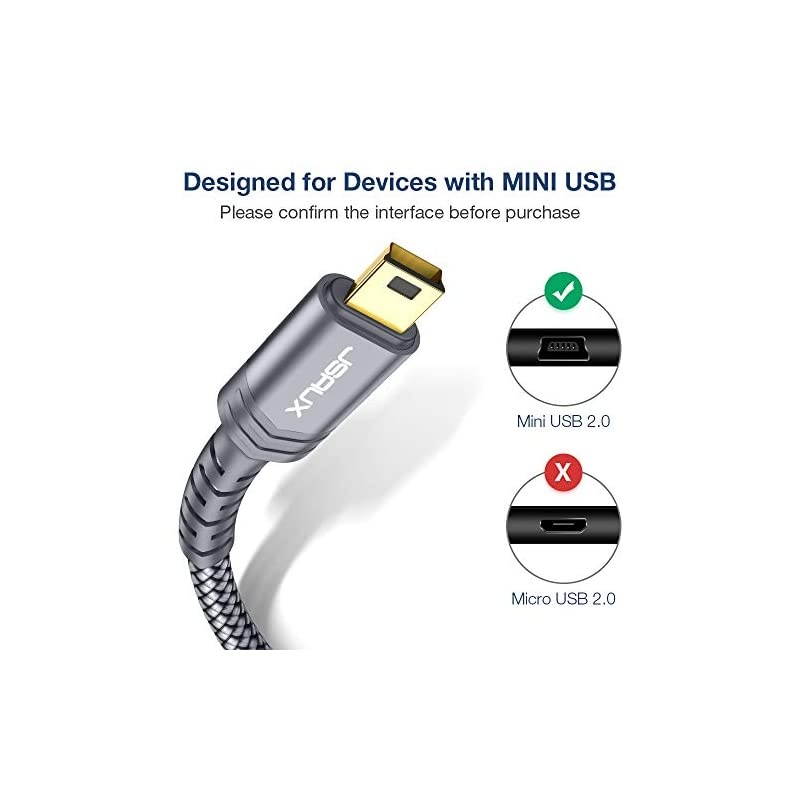 Mini USB Cable[2-Pack 3.3ft+6.6ft],  USB 2.0 A to Mini B Cable Charging Cord Compatible with Ti-84 Plus CE Graphing Calculators, PS3 Controller, GoPro, Digital Camera, GPS Receiver, Dash Cam