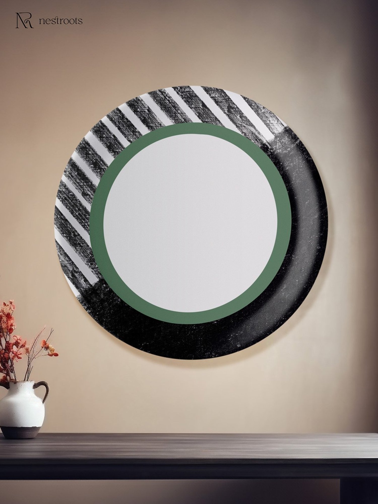 Nestroots Intertwined Lines White & Black Porcelain&iquest;Decorative Wall Plate