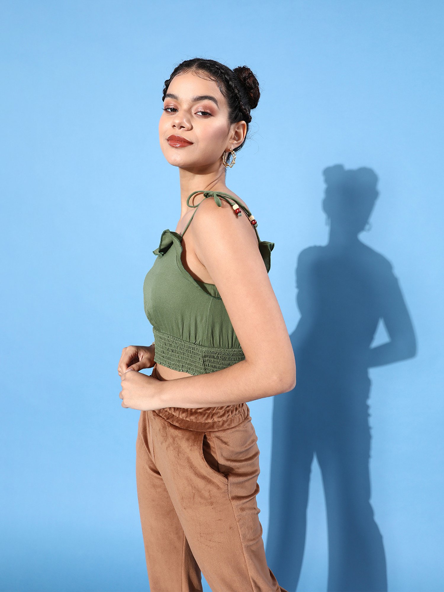 KASSUALLY Green Relaxed Fit Crop Top