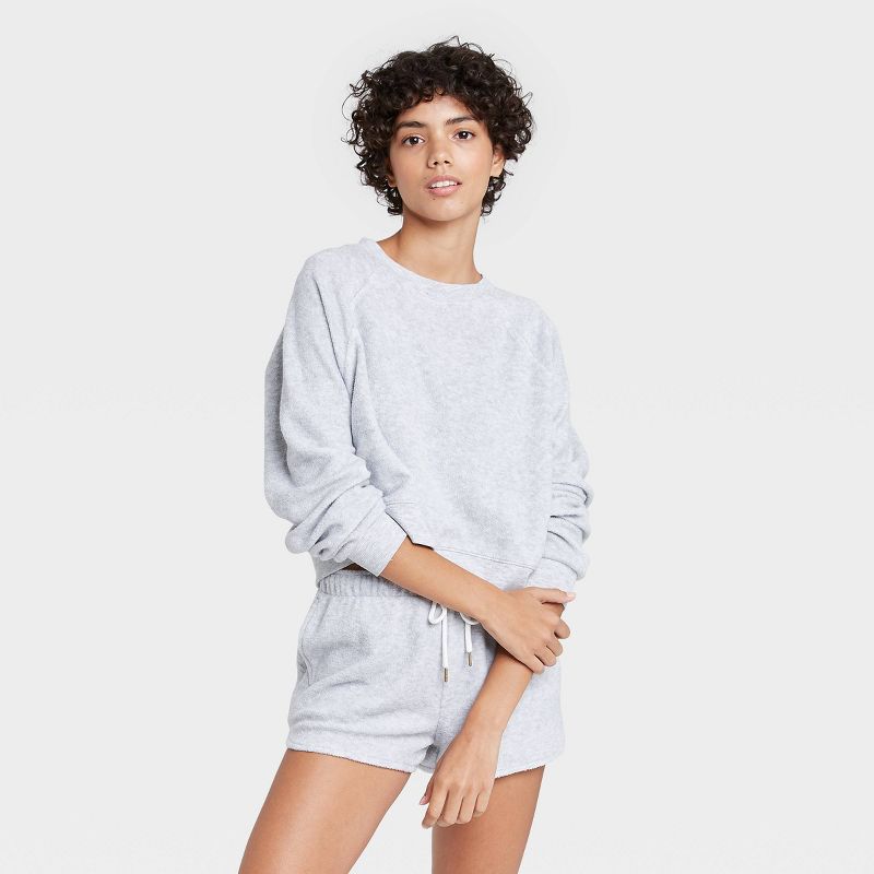Women's Reverse Fleece Lounge Sweatshirt - Colsie™ Gray M