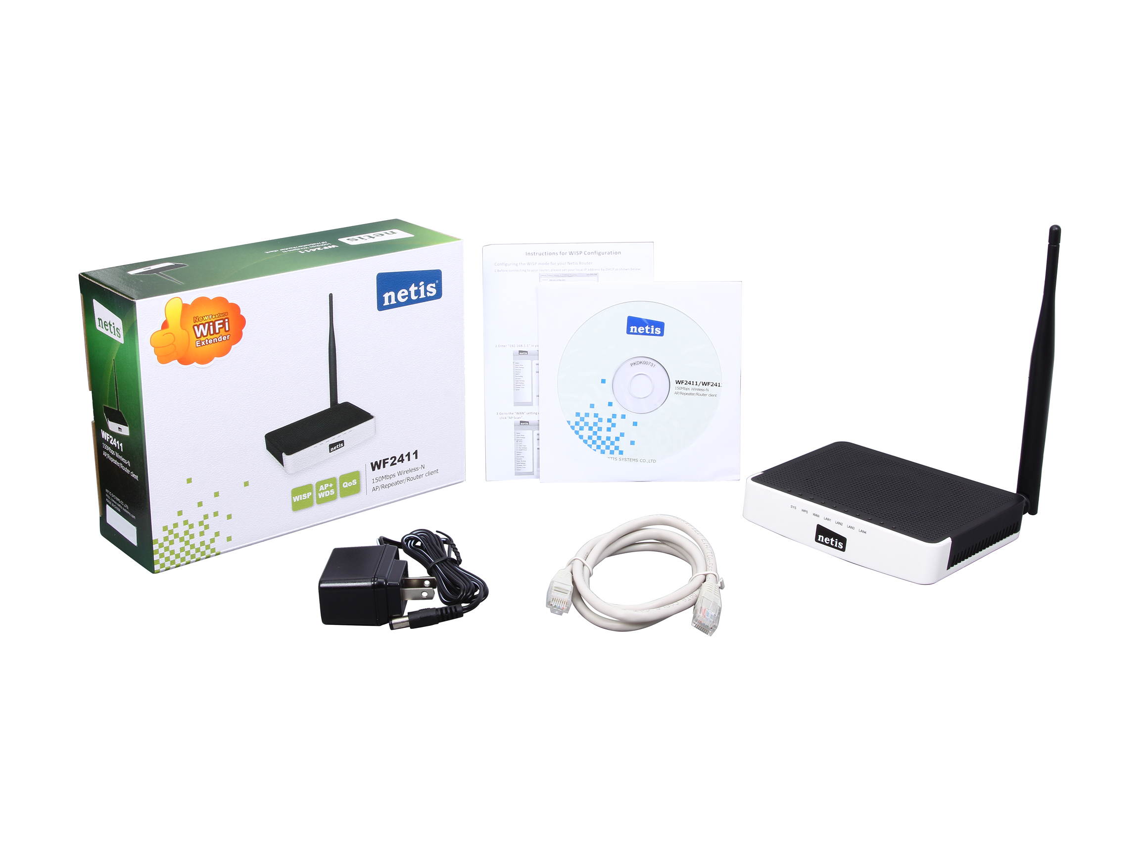 N300 Wireless High Gain Router, Access Point, Client  and Repeater All in One, Two Smart Omi-directional Antenna with Parental Control (WF2419E)