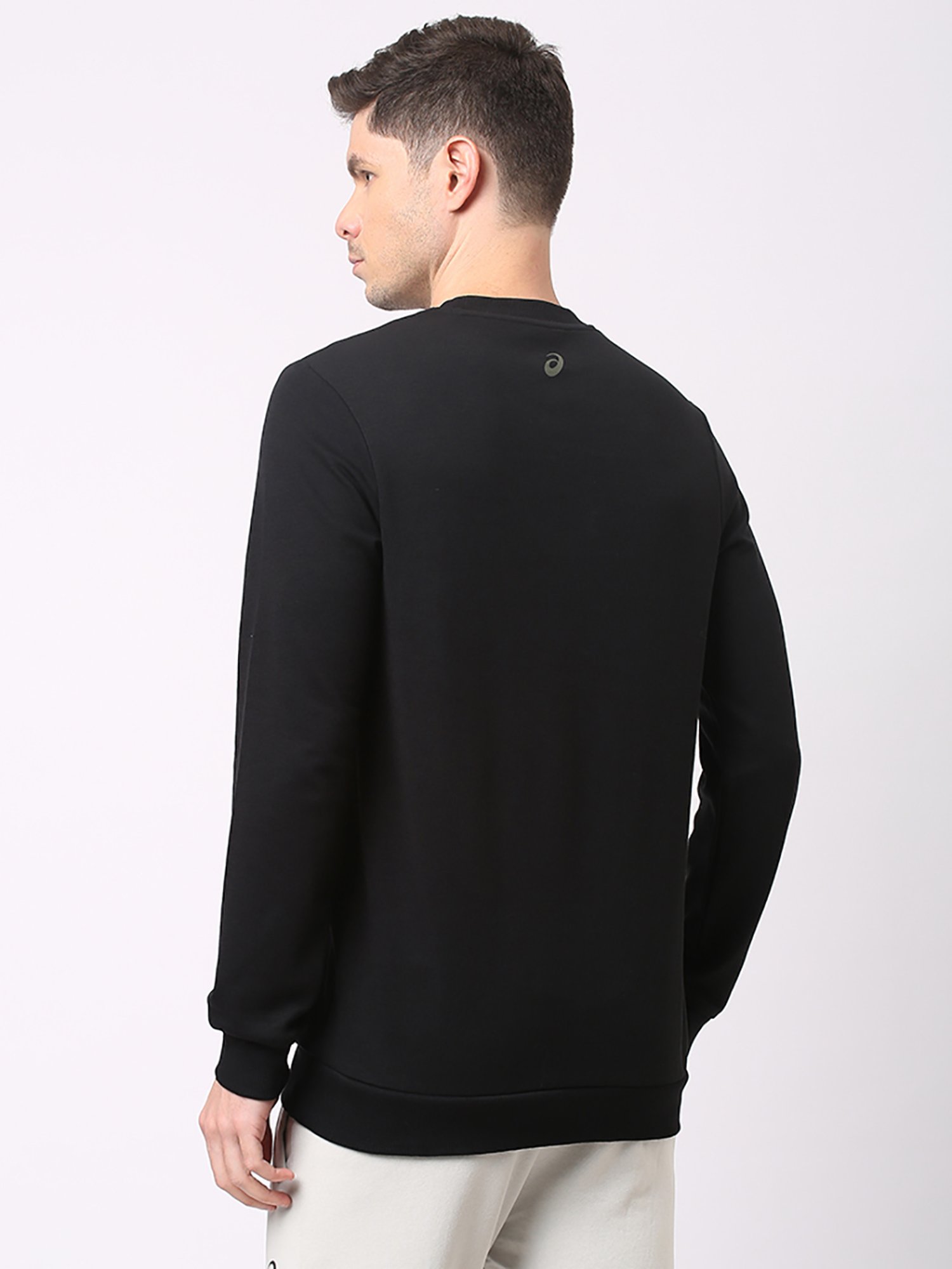 Asics Black Regular Fit Logo Print Sweatshirt