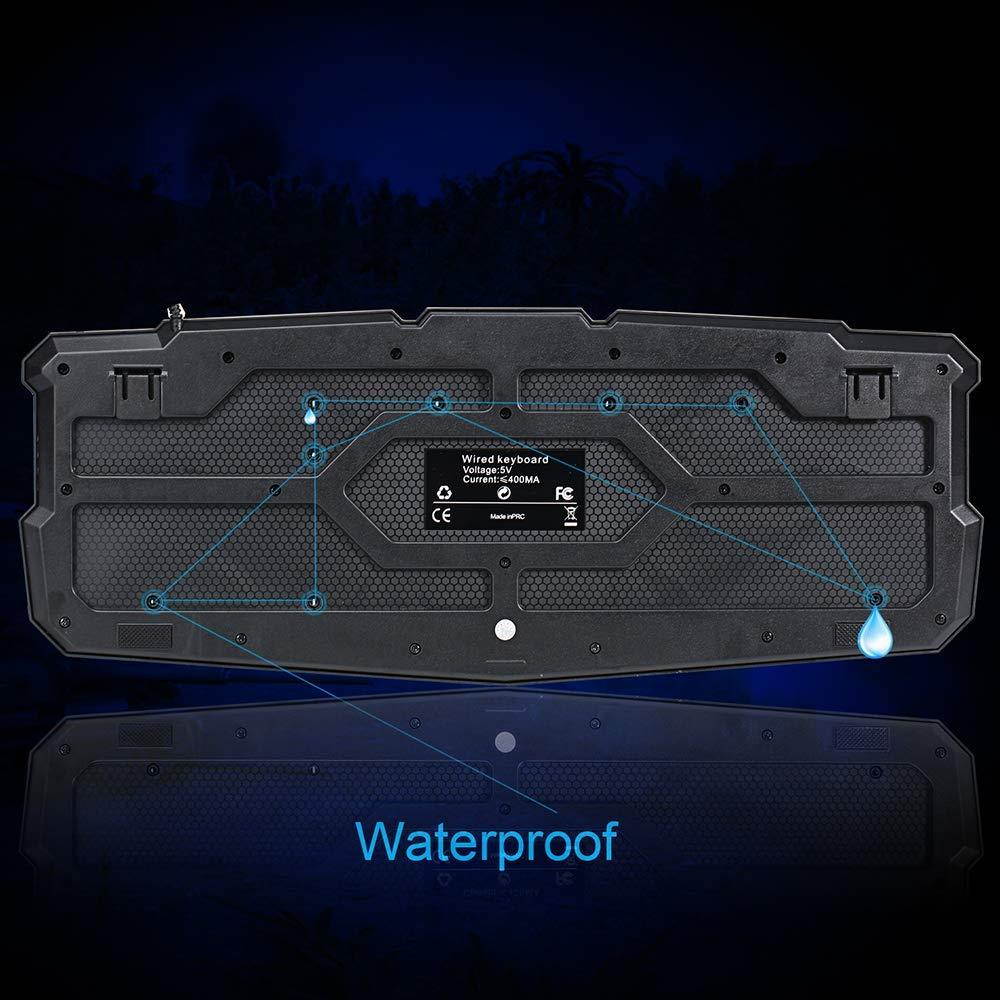 Docooler J10 Keyboard Mouse Combo Colorful Adjustable LED Color Backlit Ergonomic Gaming Keyboard with Mouse Set for Gaming Fans