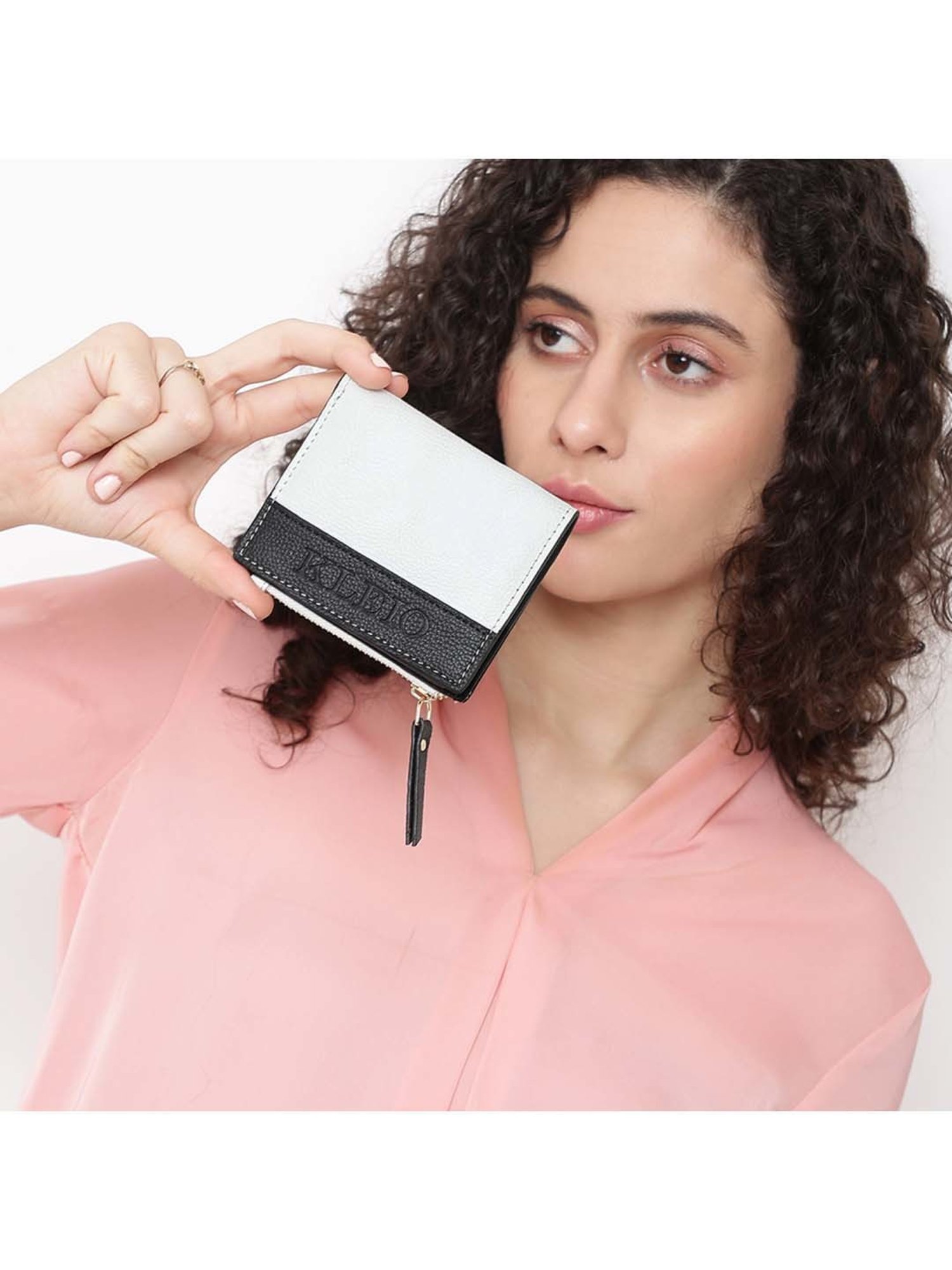 KLEIO White Solid Bi-Fold Wallet for Women