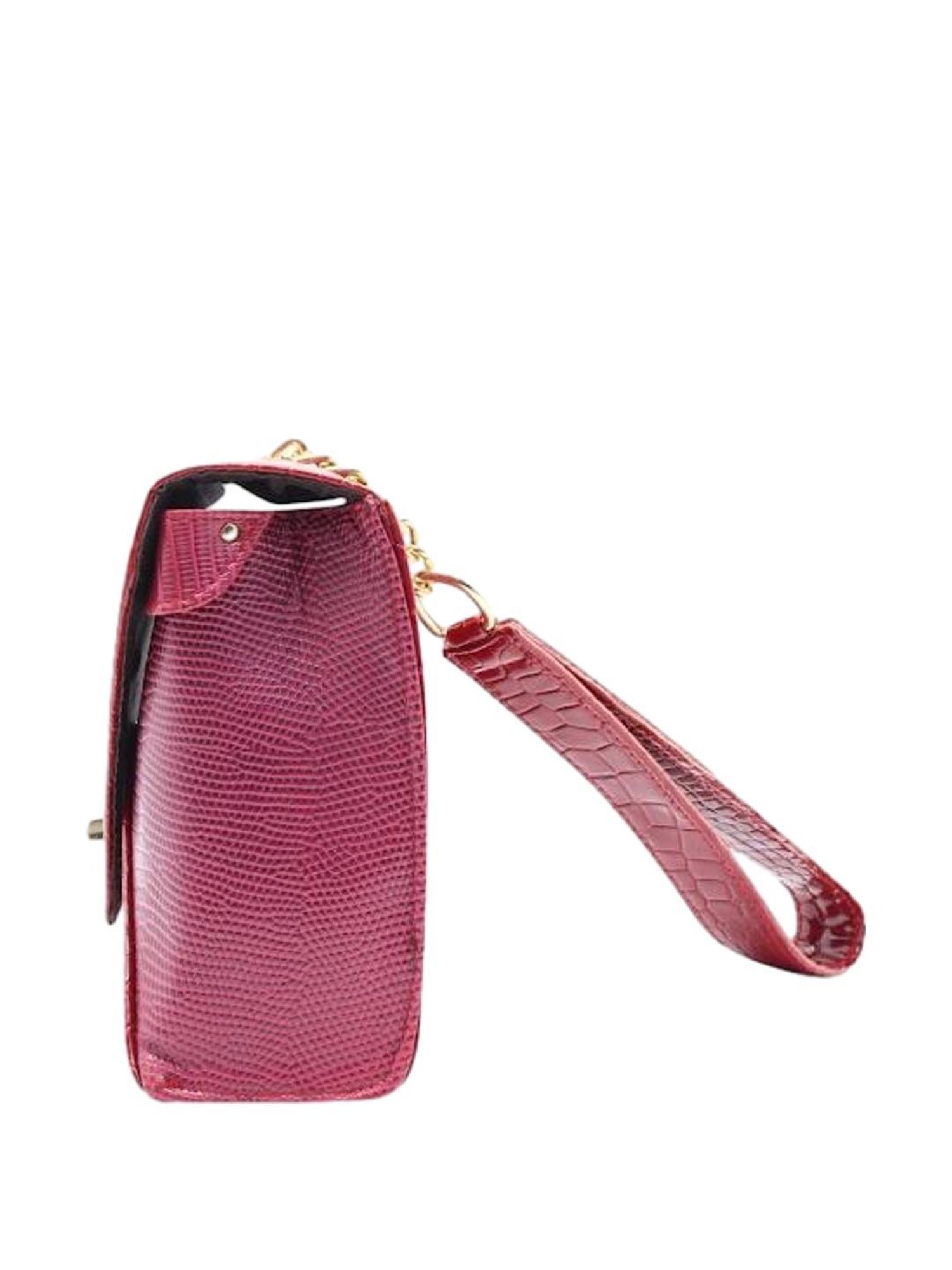 THE HOLISTIK Glititer II Red Textured Medium Handbag
