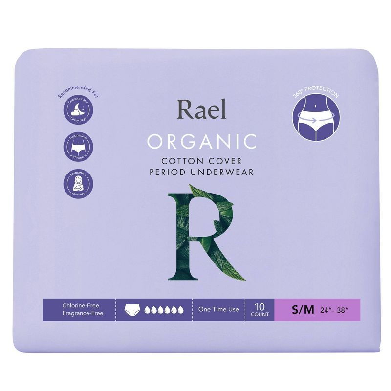 Rael Organic Cotton Overnight Period Underwear - Unscented - S/M - 10ct