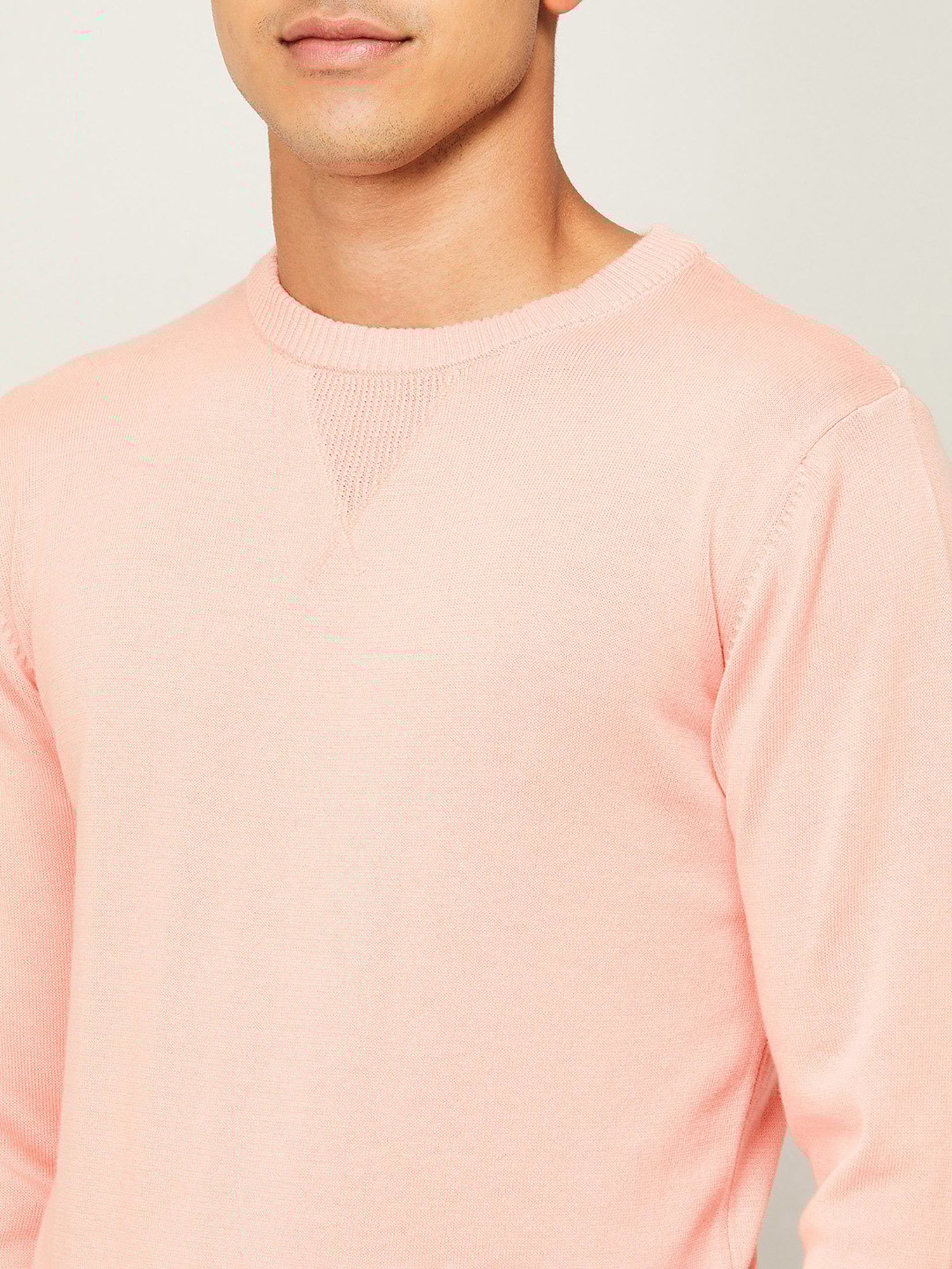 Fame Forever by Lifestyle Peach Cotton Regular Fit Sweater