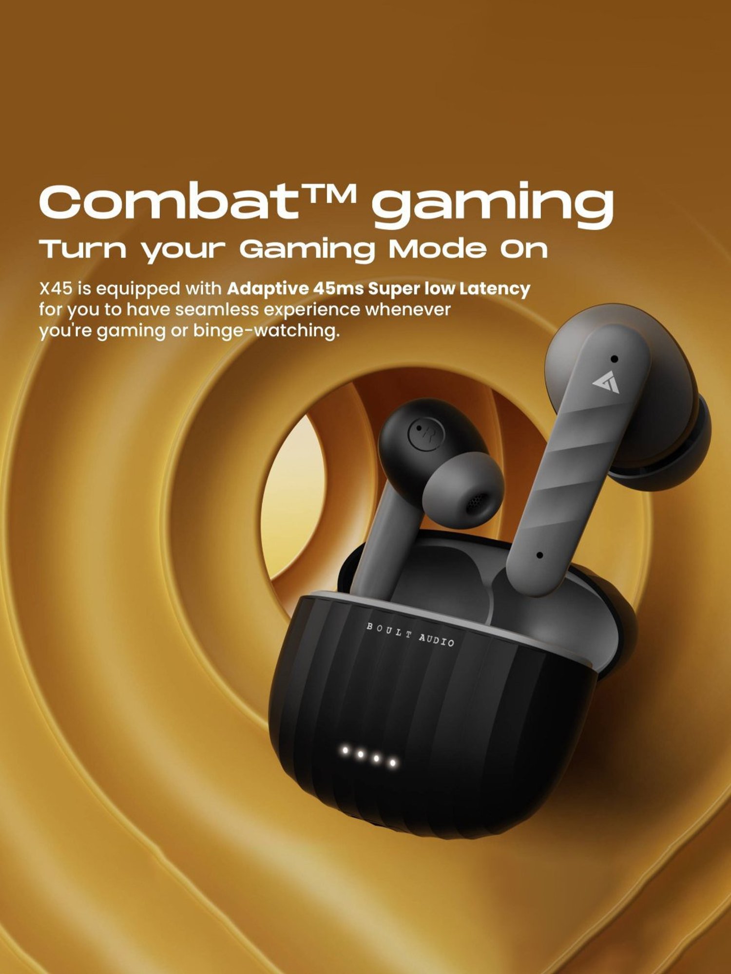 Boult Audio Airbass X45 with Quad Mic ENC, 40H Playtime, True Wireless Bluetooth Earbuds (Black)