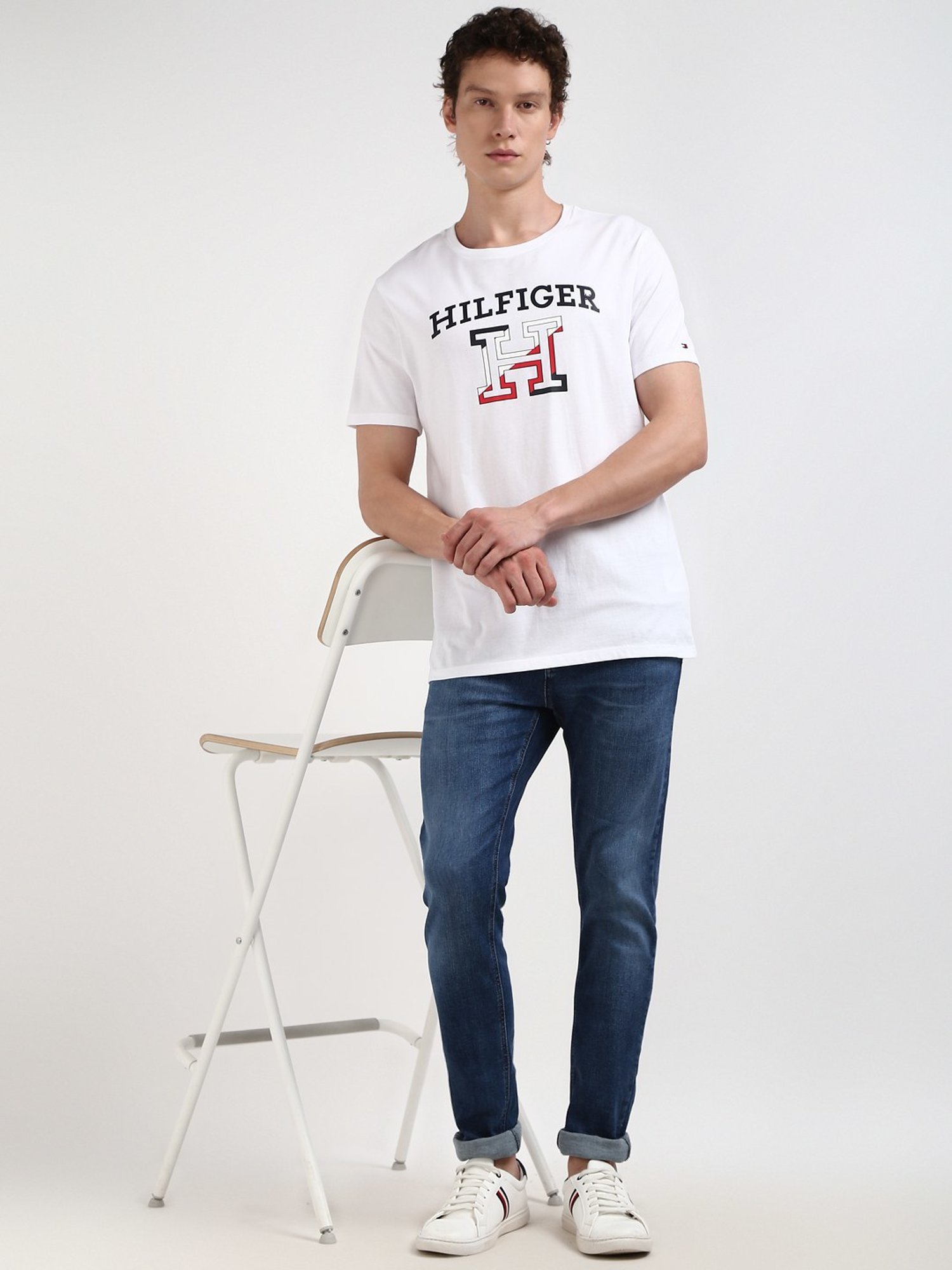 Tommy Hilfiger White Regular Fit Printed T-Shirt