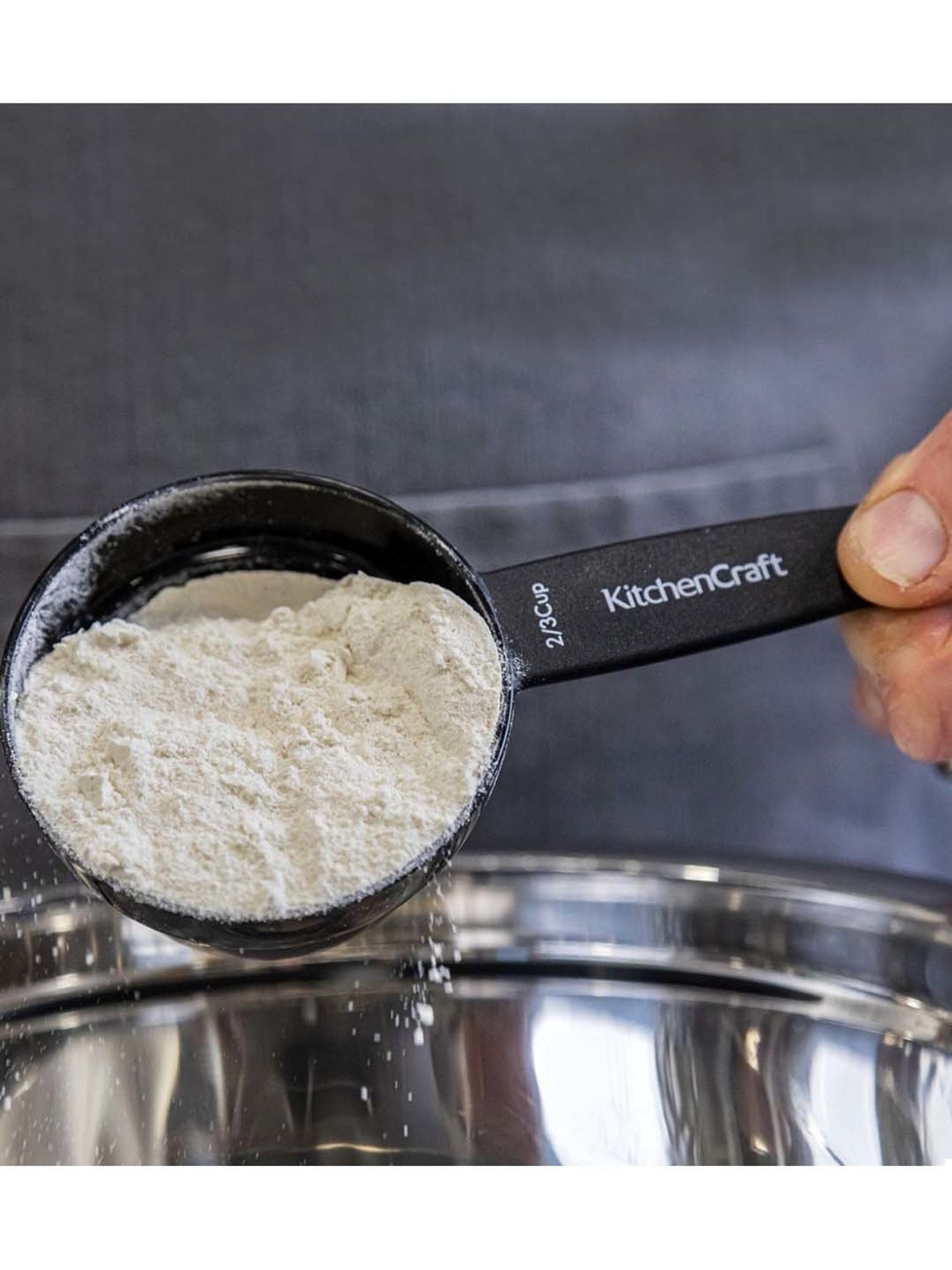 KitchenCraft Black Plastic Magnetic Measuring Cup - Set of 4