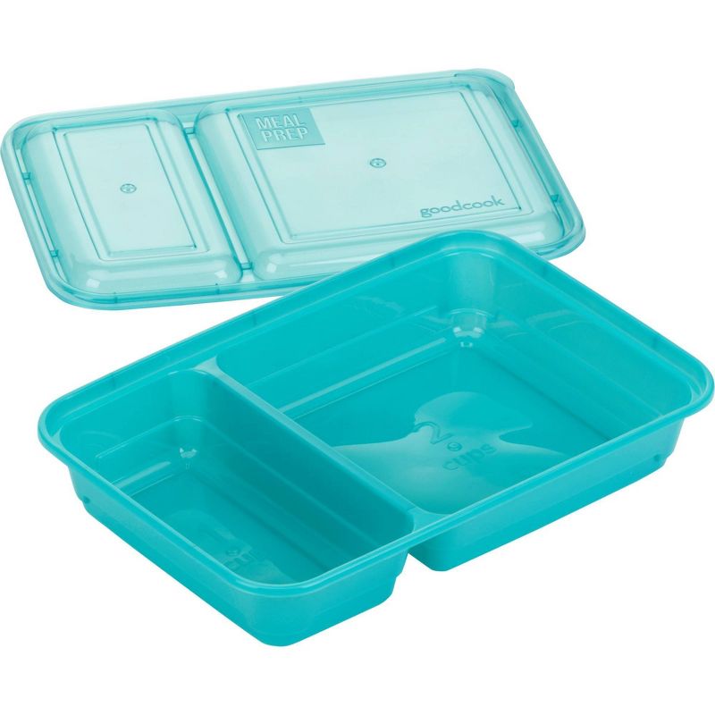 GoodCook Meal Prep 2 Compartment Large Rectangle Dark Teal Containers + Lids - 10ct