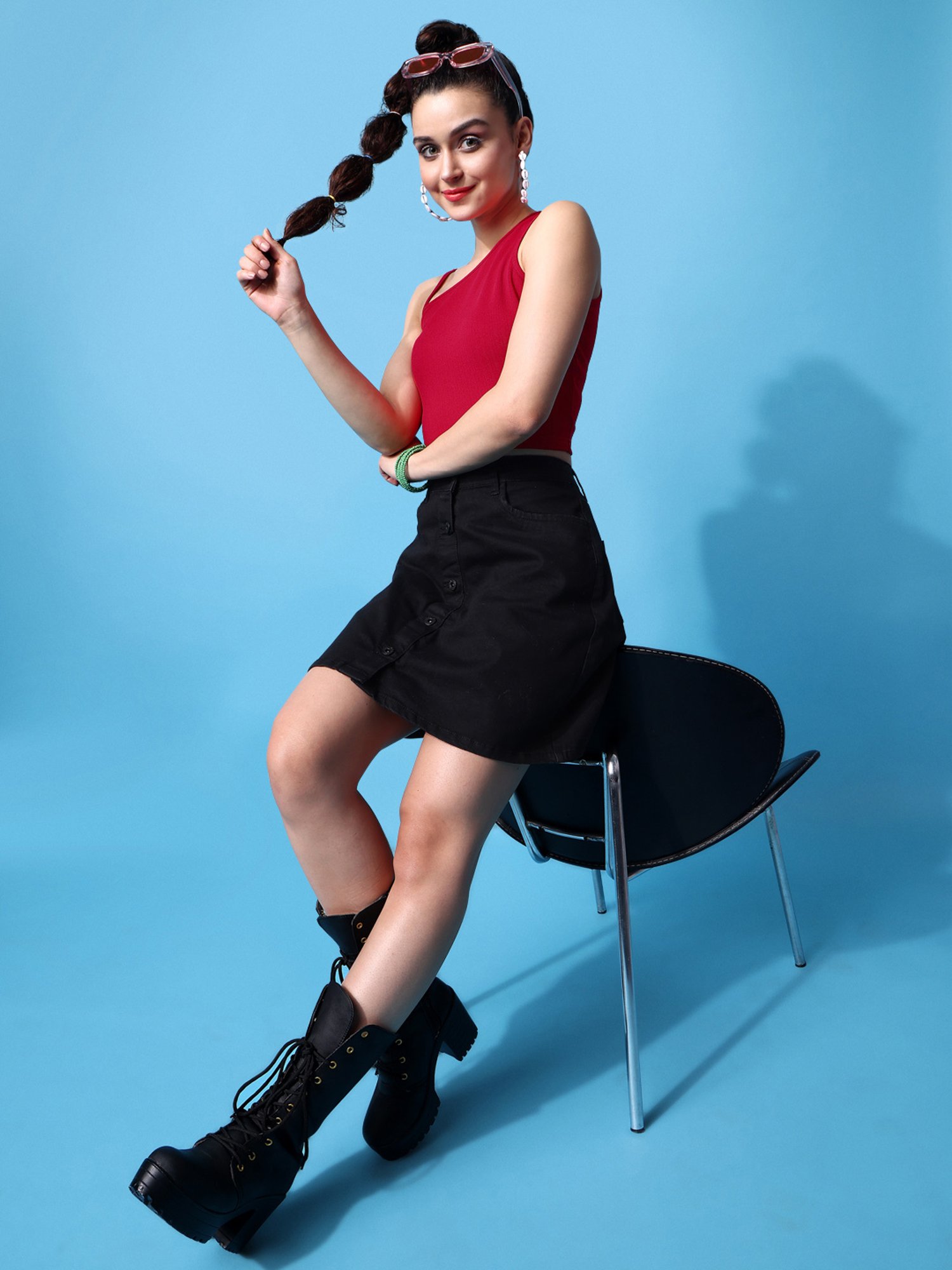 PURVAJA Red Regular Fit Crop Top