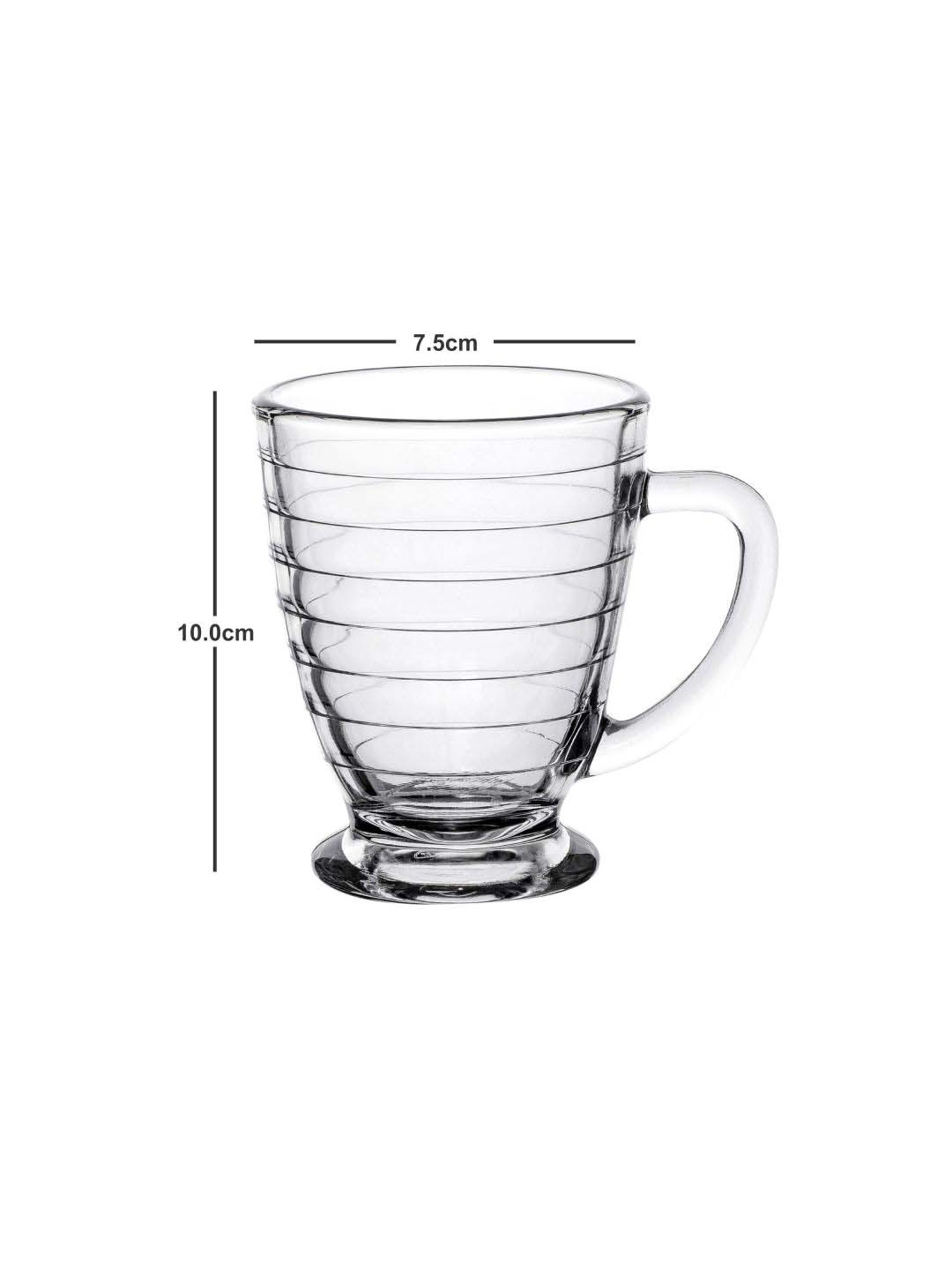 ROXX Antalya Ring Transparent Glass Coffee Mug (0.23 L) - Set of 12