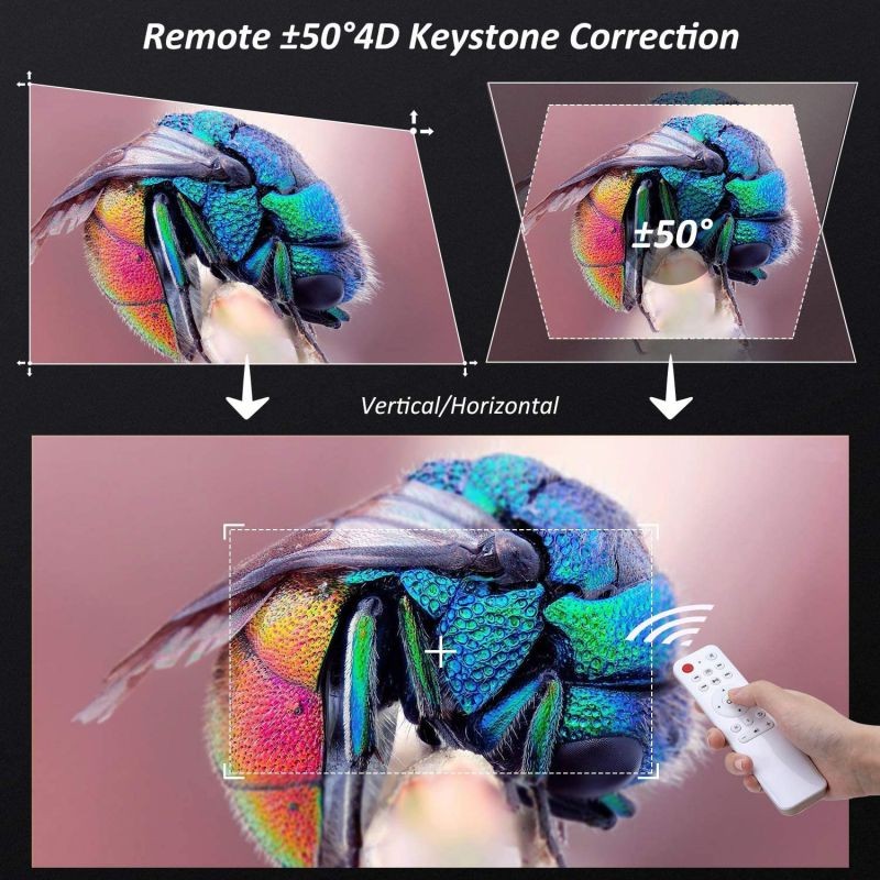 Projector 1080P Native 6800 Lumens HDMI Movie Projector, &plusmn;50&deg; 4D Keystone Correction for Home,Office,Entertainment