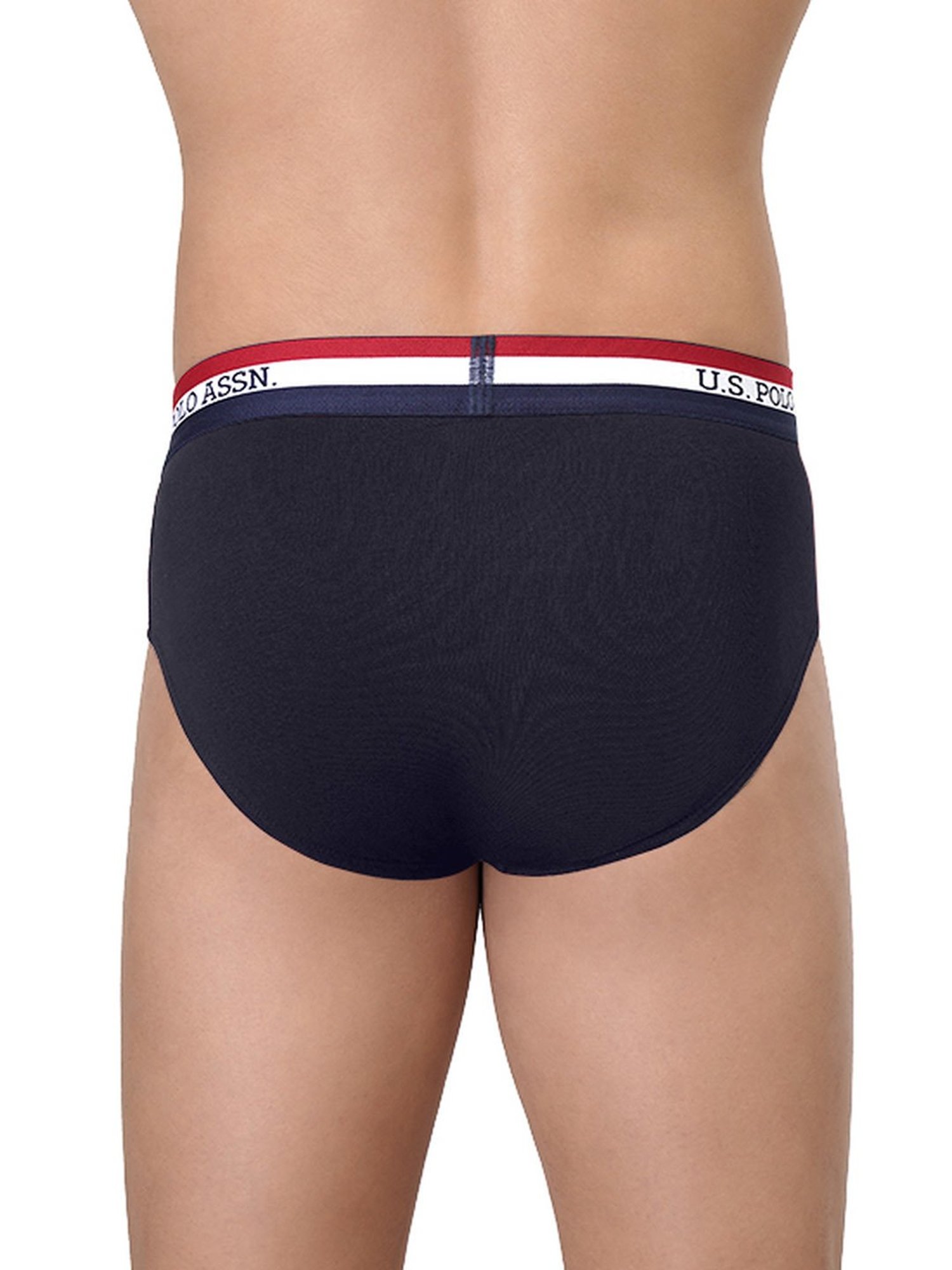 U.S. Polo Assn. Navy & Red Cotton Regular Fit Briefs - Pack Of 2