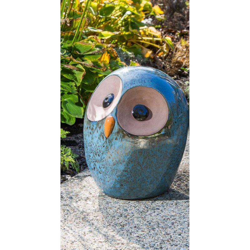 9.75" Handmade Glazed Ceramic Owl Statue - Alfresco Home LLC