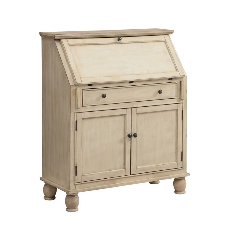 Milam 2 Door 1 Drawer Drop Lid Cabinet with Power Cream - Treasure Trove Accents