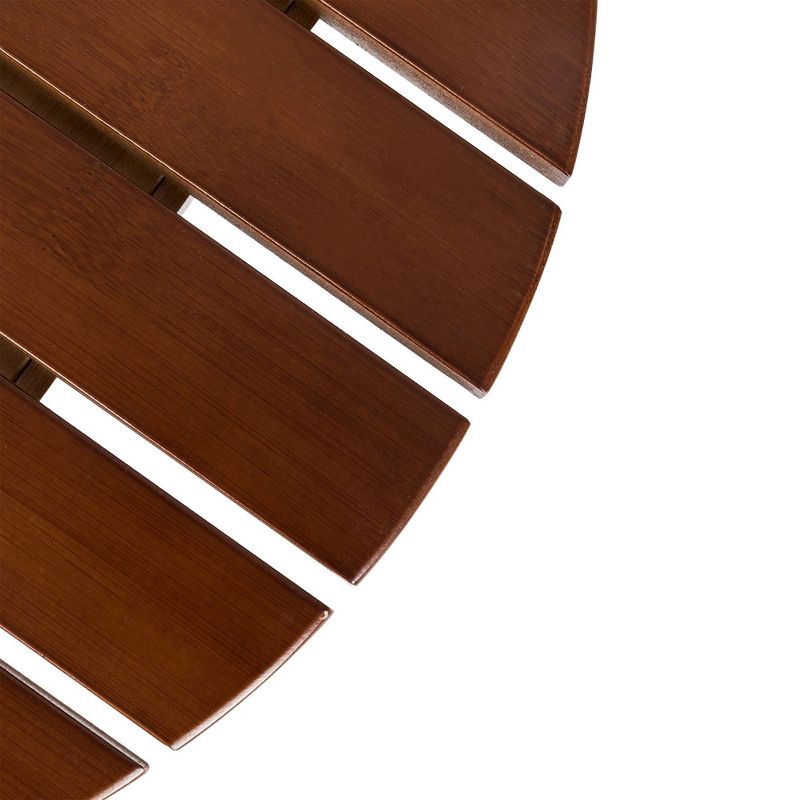 Bamboo Slatted Round Accent Table Brown - Glitzhome