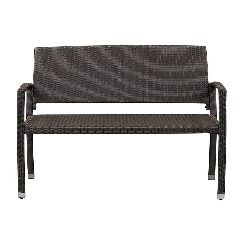 Miles Wicker Patio Bench - Mocha - Balkene Home