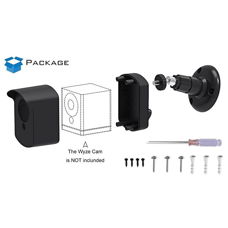 Wall Mount Bracket for Wyze Camera Protective Cover with Security Wall Mount for Wyze Cam V2 V1 and Ismart Spot Camera Indoor Outdoor Use 2 Pack Black