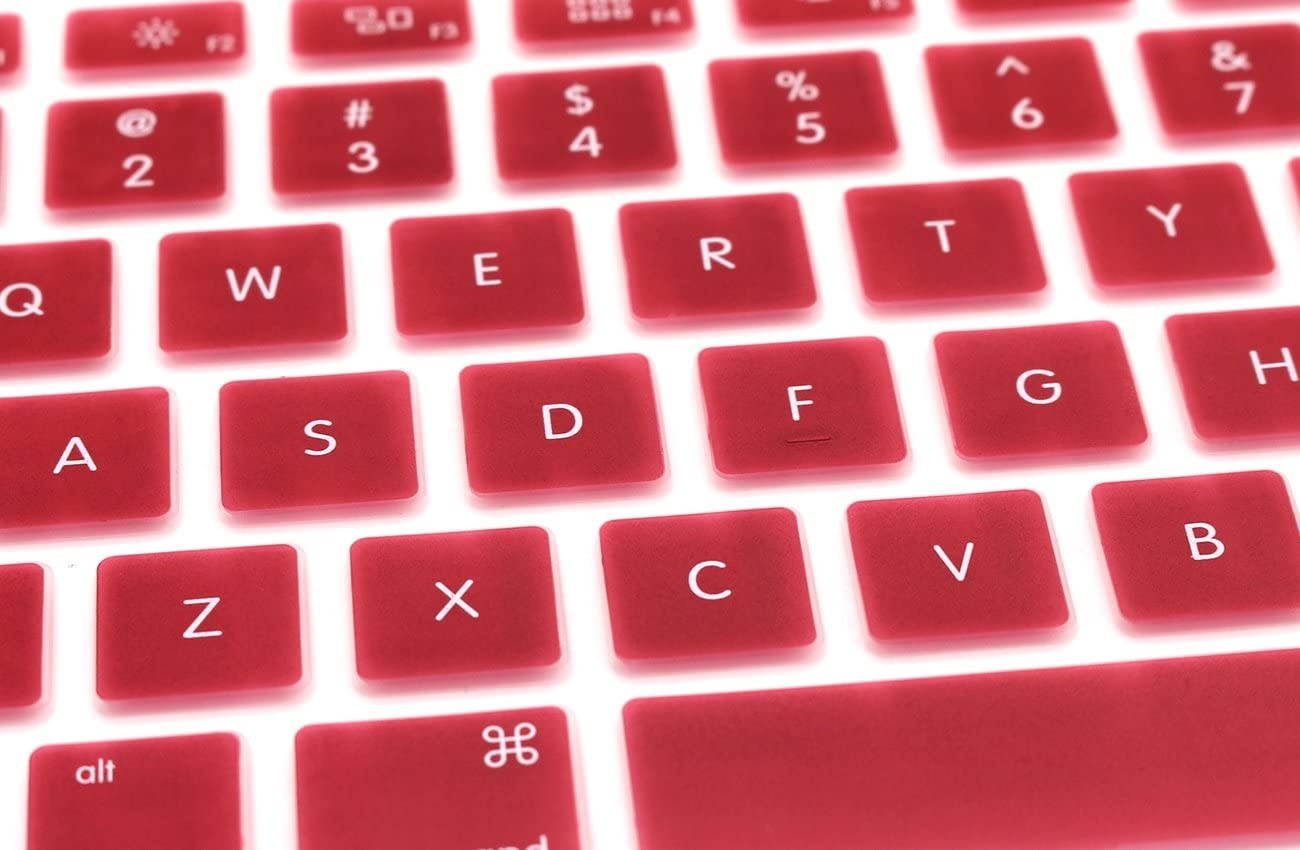 HRH Silicone Keyboard Cover Skin for MacBook Air 13,MacBook Pro 13/15/17 (with or w/Out Retina Display, 2015 or Older Version)&Older iMac USA Layout,Red Wine