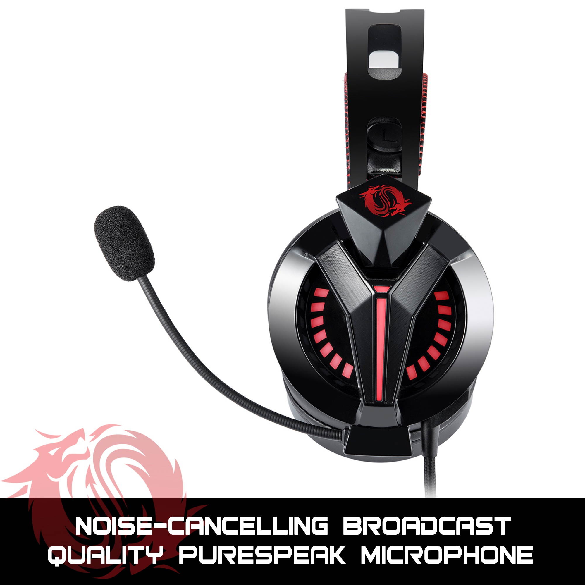 Game Lab G980 Phantom LED Gaming Headset Bundle w/ Vortex 5-Fan Laptop Cooler (Red)