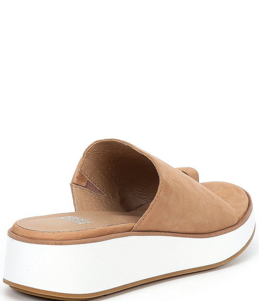 Eileen Fisher Dare Nubuck Toe-Loop Wedge Sandals