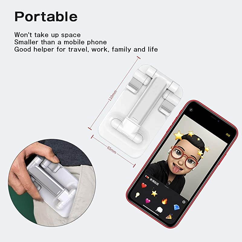 Cell Phone Stand Adjustable Cell Phone Stand  Foldable Portable Desktop Stand Phone Holder Stand for Desk Sturdy Aluminum Metal Stand for PhoneiPadKindleTabletSwitch Pearl White