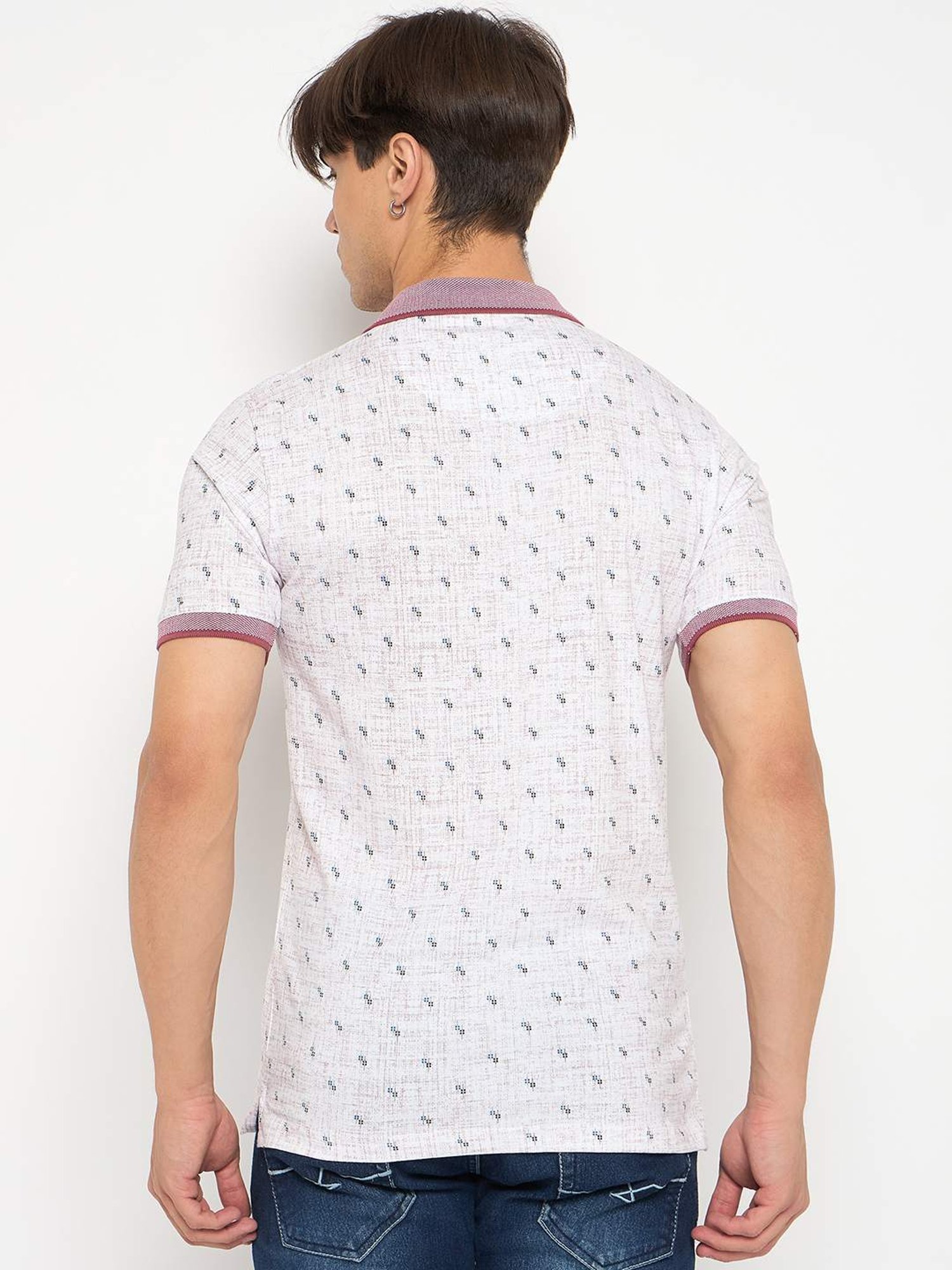 Duke White & Red Regular Fit Printed Polo T-Shirt