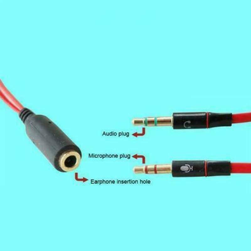 3.5mm 1 Female to 2 Male Y Splitter 3.5mm Headset Splitter Adapter Cable F L/R Audio Microphone MIC PC Headset