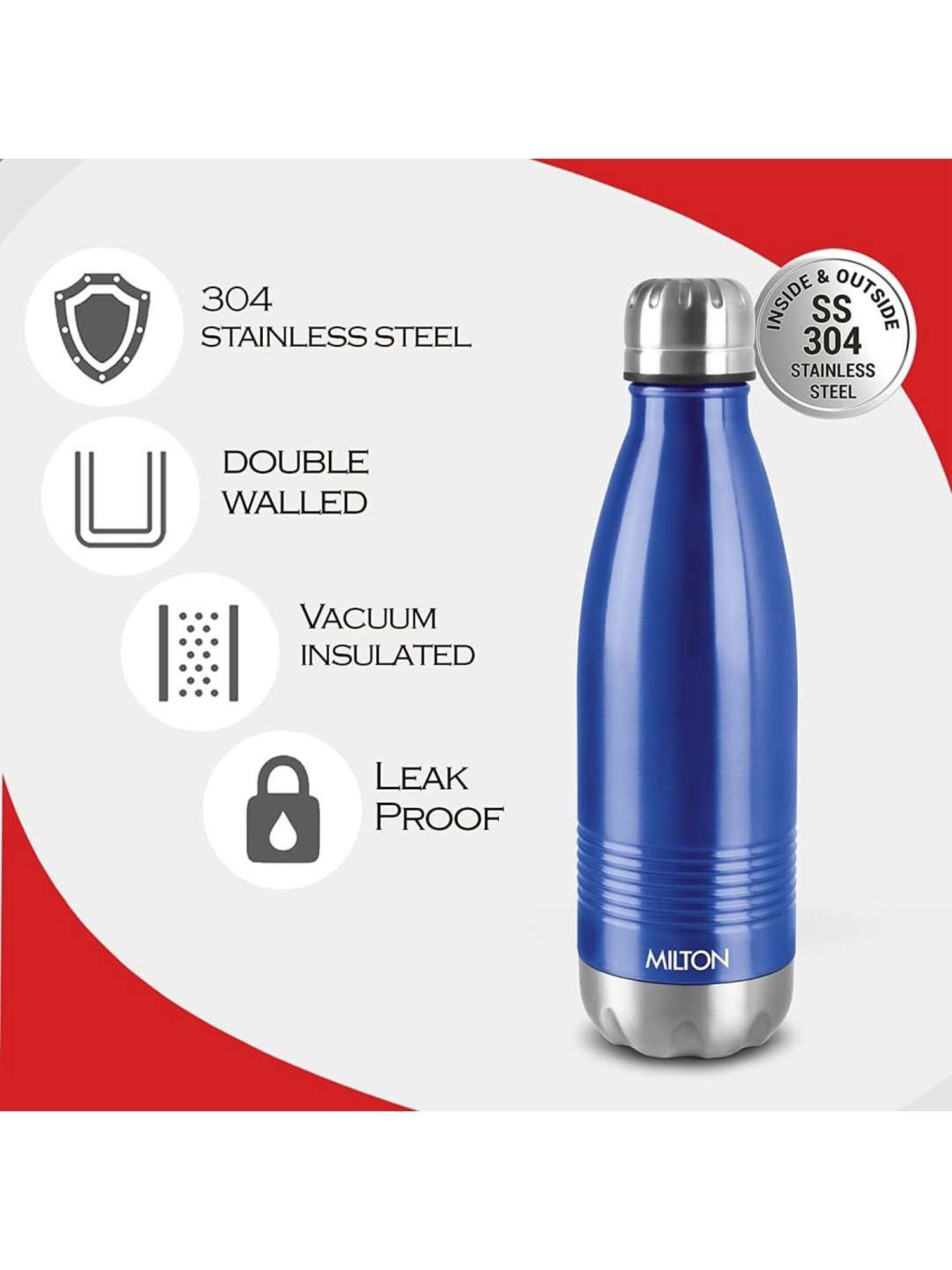Milton Duo Dlx Blue Stainless Steel Hot & Cold Insulated Water Bottle (0.7 L)