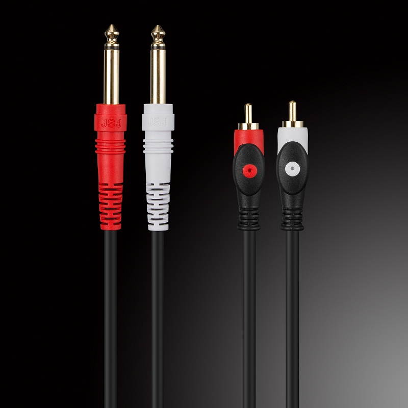 5ft Dual RCA Male Jack to Dual 6.35mm 1/4" TRS Male Plug Stereo Audio Cable Cord Wire for Mixer AV Amplifier (1pcs)