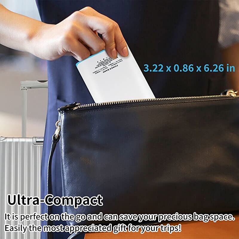 Phone Battery Pack,Dual USB Output Portable Cell Phone Charger, External Cell Phone Battery Pack, Power Bank with LED Light for Smart Phone, iPhone, iPad & Samsung Galaxy & More (Blue)