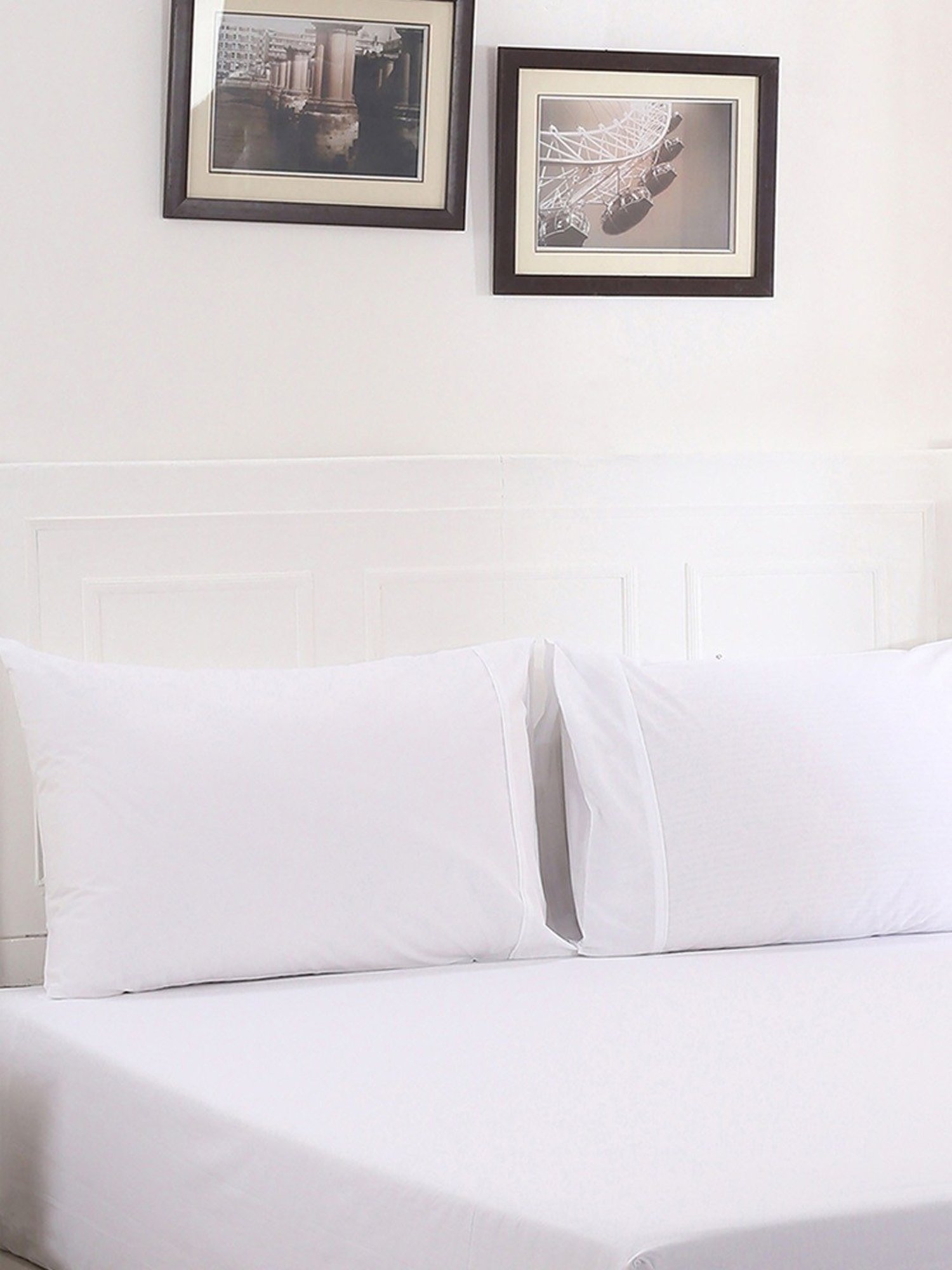 Maspar White Cotton 200 TC Bed Sheet Set