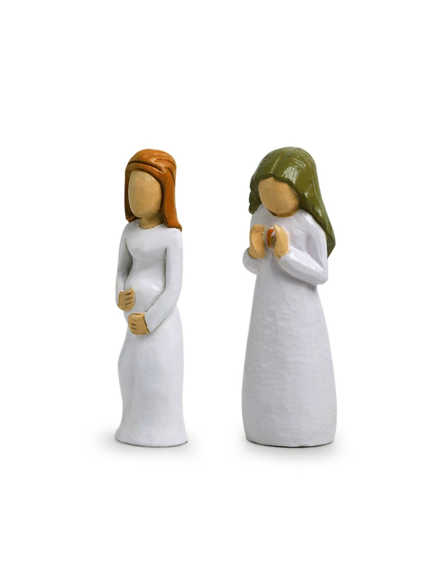 ExclusiveLane Hand-painted Multicolor Chedar Wood A New Life Showpiece - Set of 2