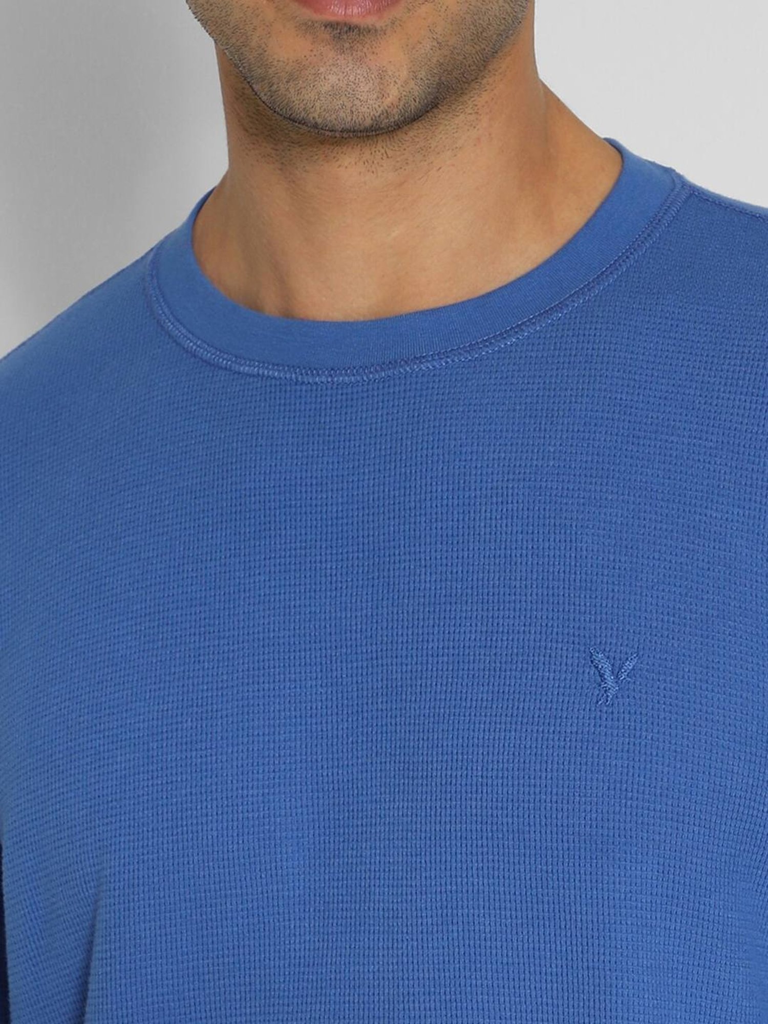 American Eagle Blue Regular Fit Texture T-Shirt